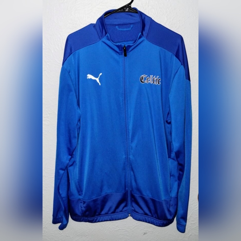 Puma Mens Contrast Zip-Front Track Jacket Blue Celtic XL